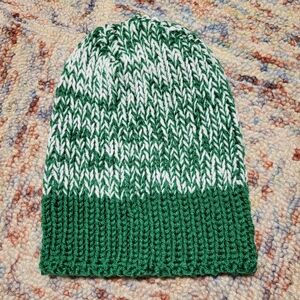 Hand Crafted unisex rib knit winter beanie hat size Adult medium to large